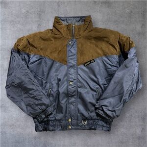 Men's Gray and Brown Puffer Jacket